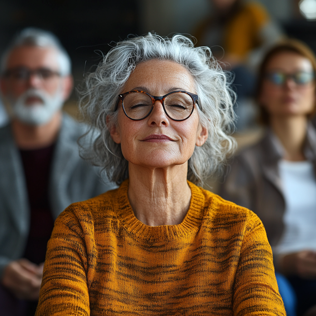 Затишна студія йоги з групою старших людей